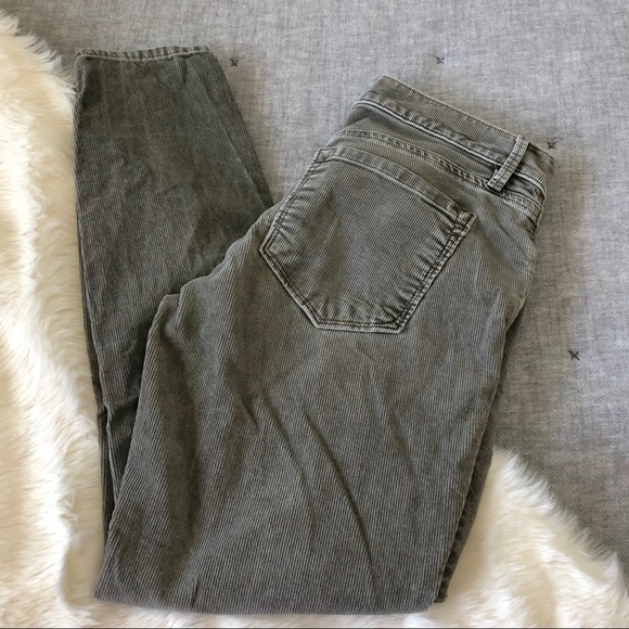 Loft olive green modern skinny ankle moto zip corduroy pants 2 zip pocket detail - Picture 4 of 4